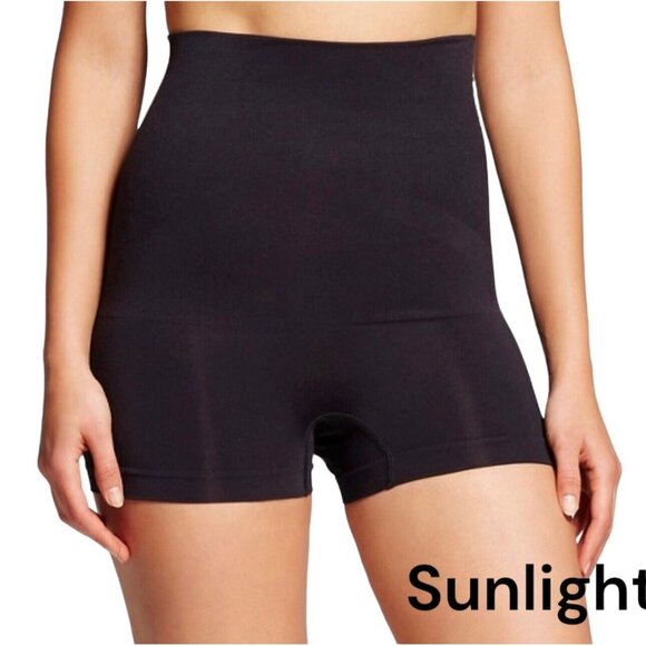 Maidenform Cool Comfort High Waist Firm Shaping Shorts SZ M  Black Recycled Yarn - Picture 1 of 10